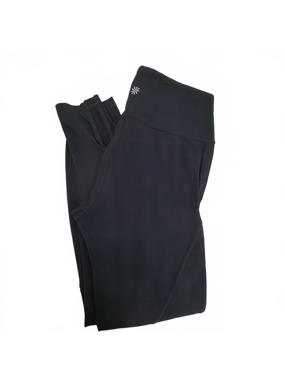 Athleta Black High Rise Mesh Leggings Size S Supplex Lycra Yoga Workout